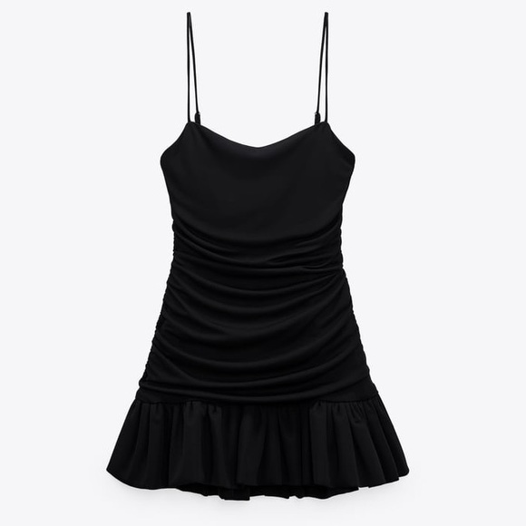 ZARA RUFFLED RUCHED DRESS - Picture 4 of 5